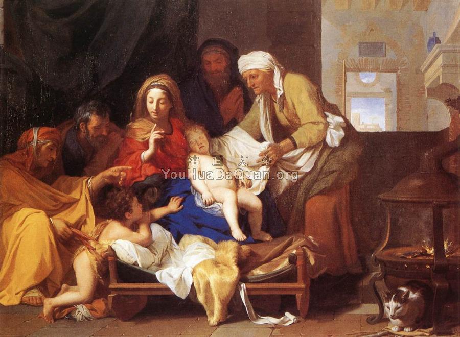 Holy Family with the Adoration of the Child - 夏尔·勒·布伦